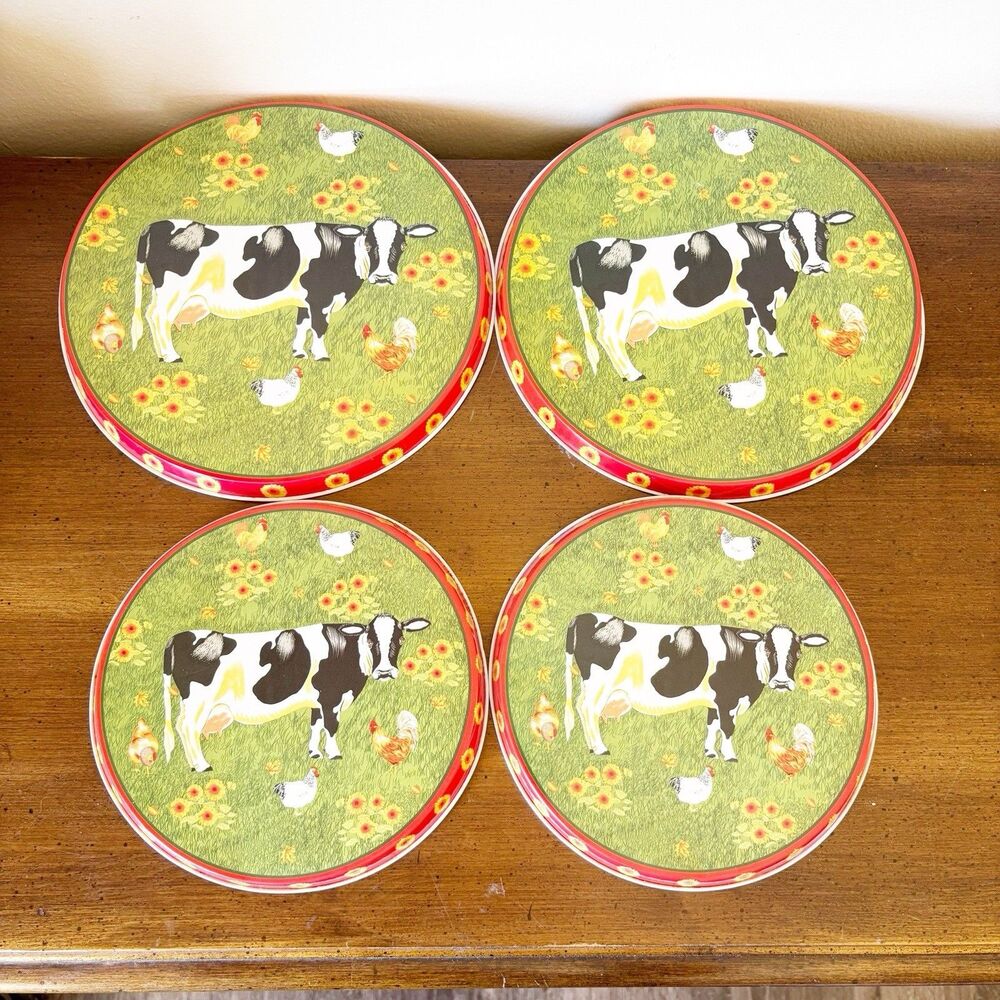 Stove Burner Covers 8" & 10” Cows Farm Vtg 80s Mom Kitchen Granny Core Grandma